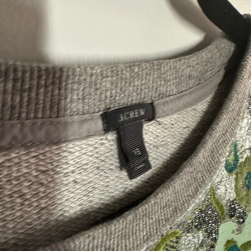 J. Crew Women's Gray Blue Green Embroidered Metallic Floral Pullover Size XS - Picture 5 of 9